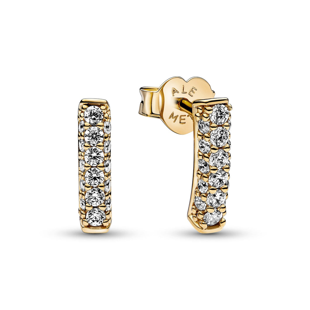 Pandora Timeless Pave Single-Row Bar Stud Earrings | Gold-Plated