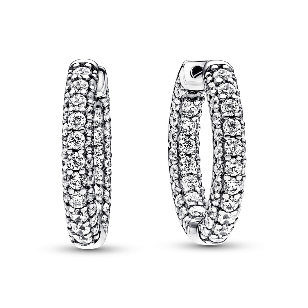 Pandora Timeless Pave Single-Row Hoop Earrings