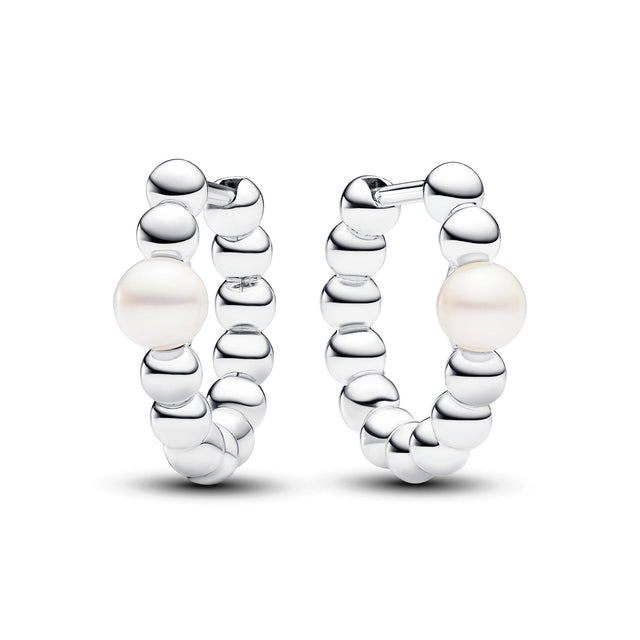 Pandora Treated Freshwater Cultured Pearl & Beads Hoop Earrings