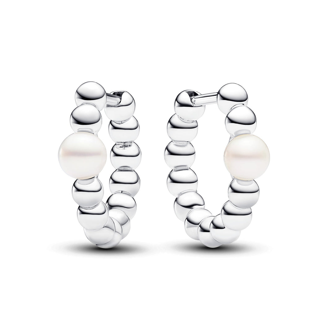 Pandora Treated Freshwater Cultured Pearl & Beads Hoop Earrings