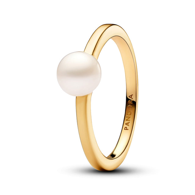 Pandora Treated Freshwater Cultured Pearl Gold-Plated Ring - Size 4.5
