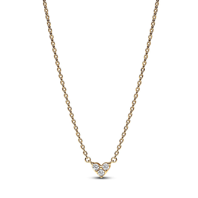 Pandora Triple Stone Heart Collier Gold-Plated Necklace