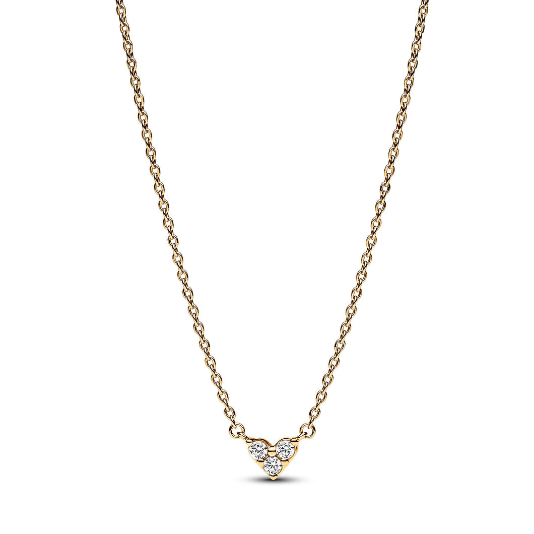 Pandora Triple Stone Heart Collier Gold-Plated Necklace