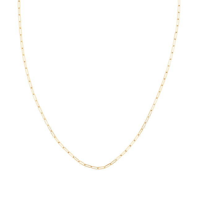 Paperclip Link 10k Yellow Gold Chain Necklace 2.1mm