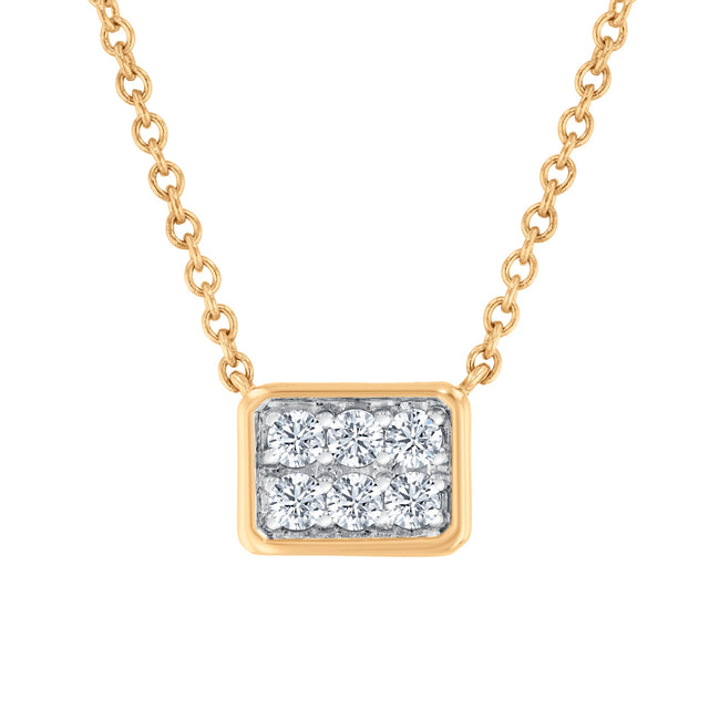 Papyrus 1/10ctw Diamond Yellow Gold Rectangle Bezel Necklace