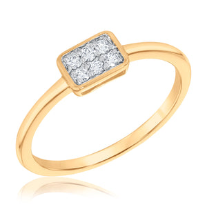 Papyrus 1/10ctw Diamond Yellow Gold Rectangle Bezel Ring