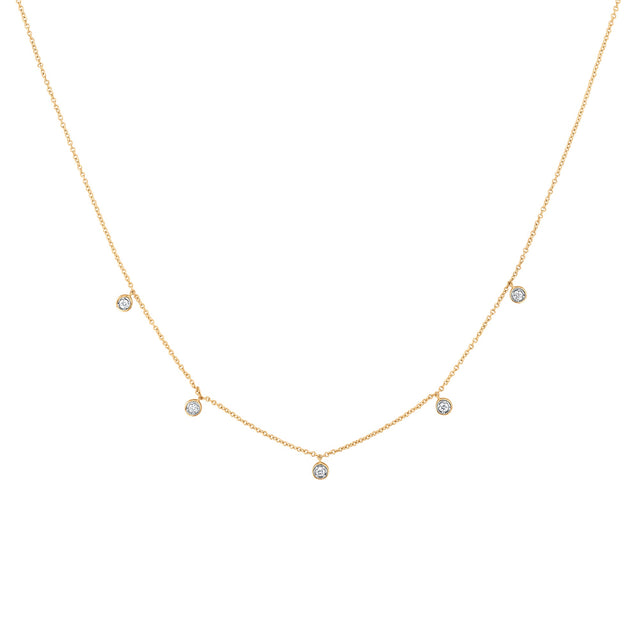 Papyrus 1/10ctw Diamond Yellow Gold Round Station Necklace