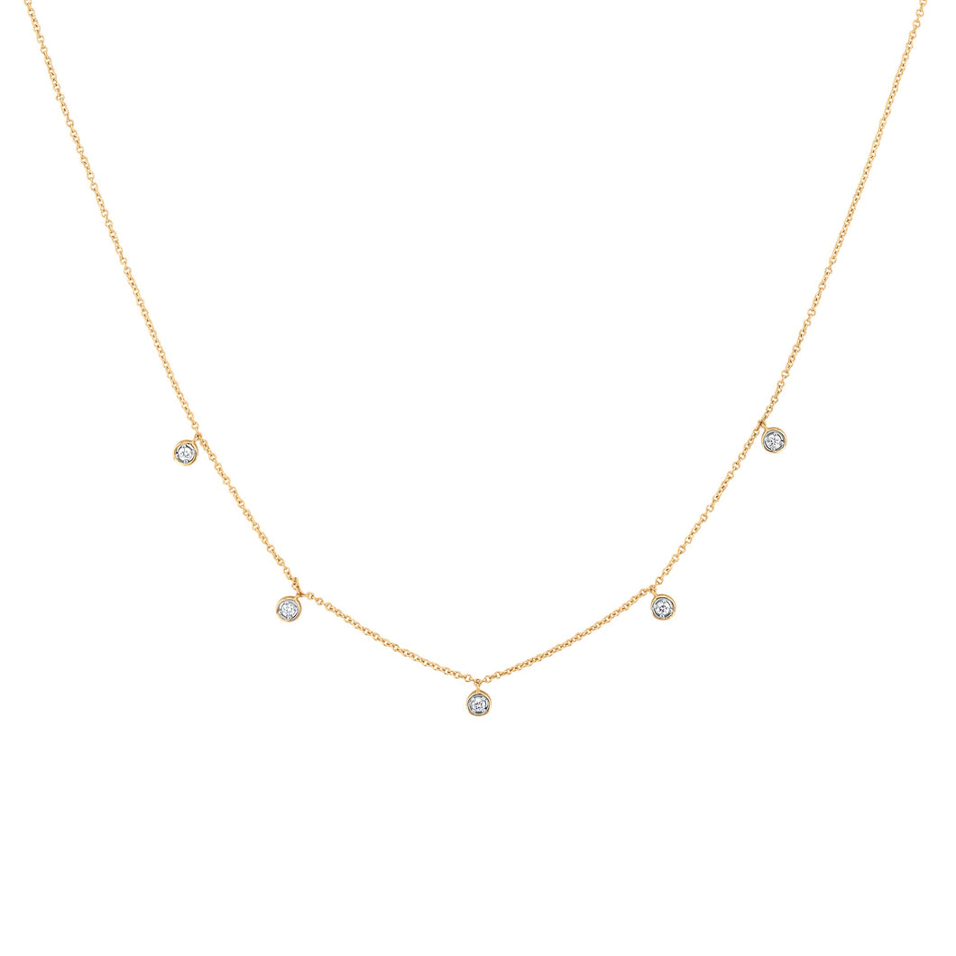 Papyrus 1/10ctw Diamond Yellow Gold Round Station Necklace