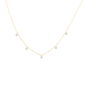 Papyrus 1/10ctw Diamond Yellow Gold Square Station Necklace