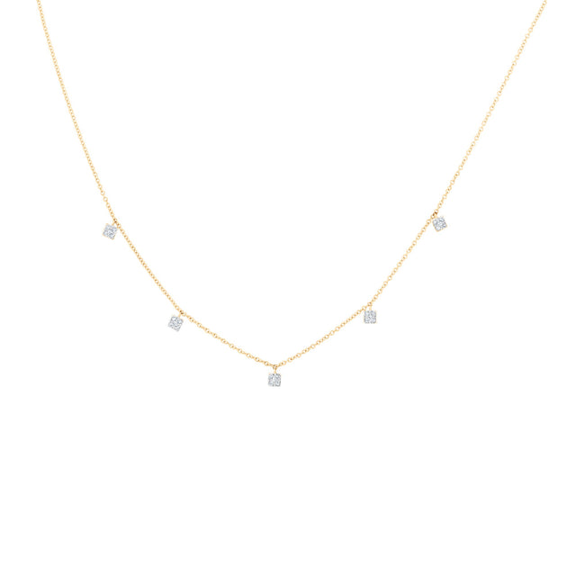 Papyrus 1/10ctw Diamond Yellow Gold Square Station Necklace
