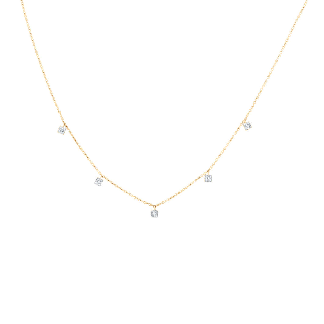 Papyrus 1/10ctw Diamond Yellow Gold Square Station Necklace