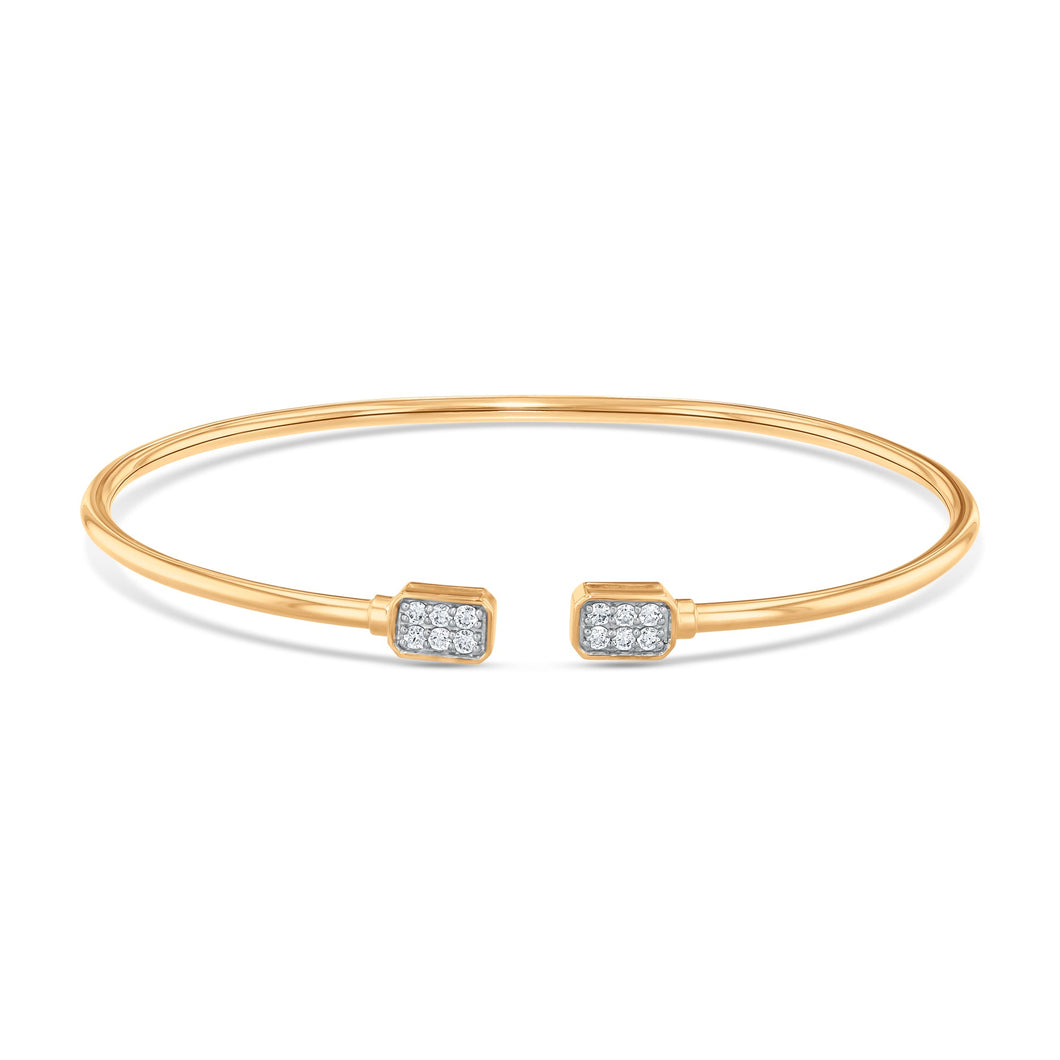 Papyrus 1/5ctw Diamond Yellow Gold Rectangle Bezel Station Cuff Bracelet