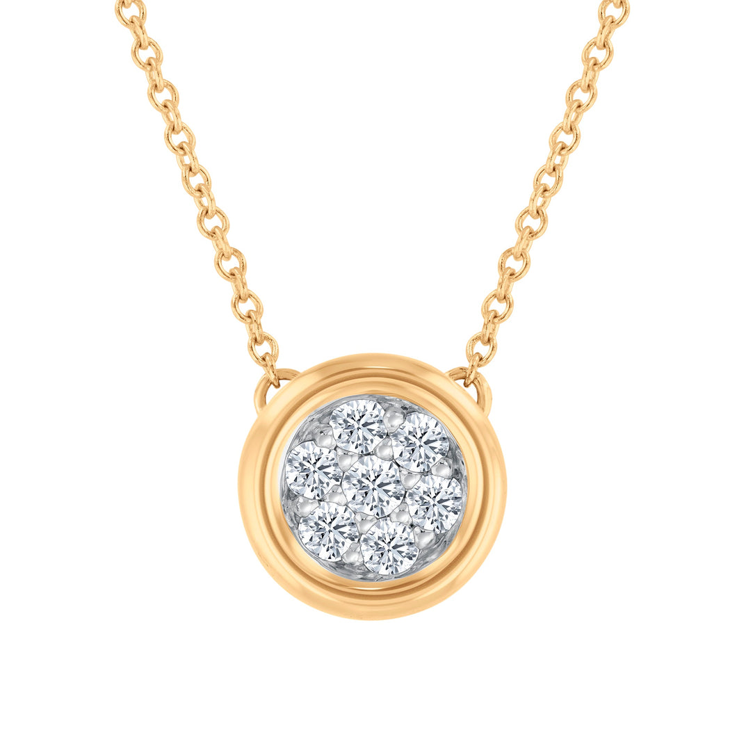 Papyrus 1/5ctw Diamond Yellow Gold Round Bezel Pendant Necklace