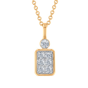 Papyrus 1/6ctw Diamond Yellow Gold Rectangle Bezel Pendant Necklace