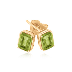 Papyrus Octagon Peridot Yellow Gold Stud Earrings