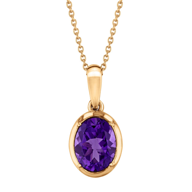 Papyrus Oval Amethyst Yellow Gold Pendant Necklace