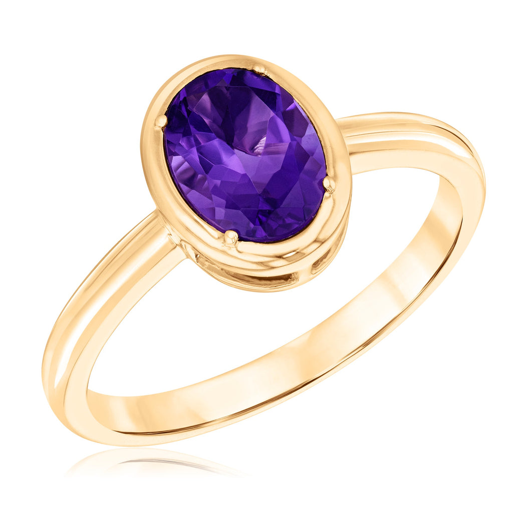 Papyrus Oval Amethyst Yellow Gold Ring