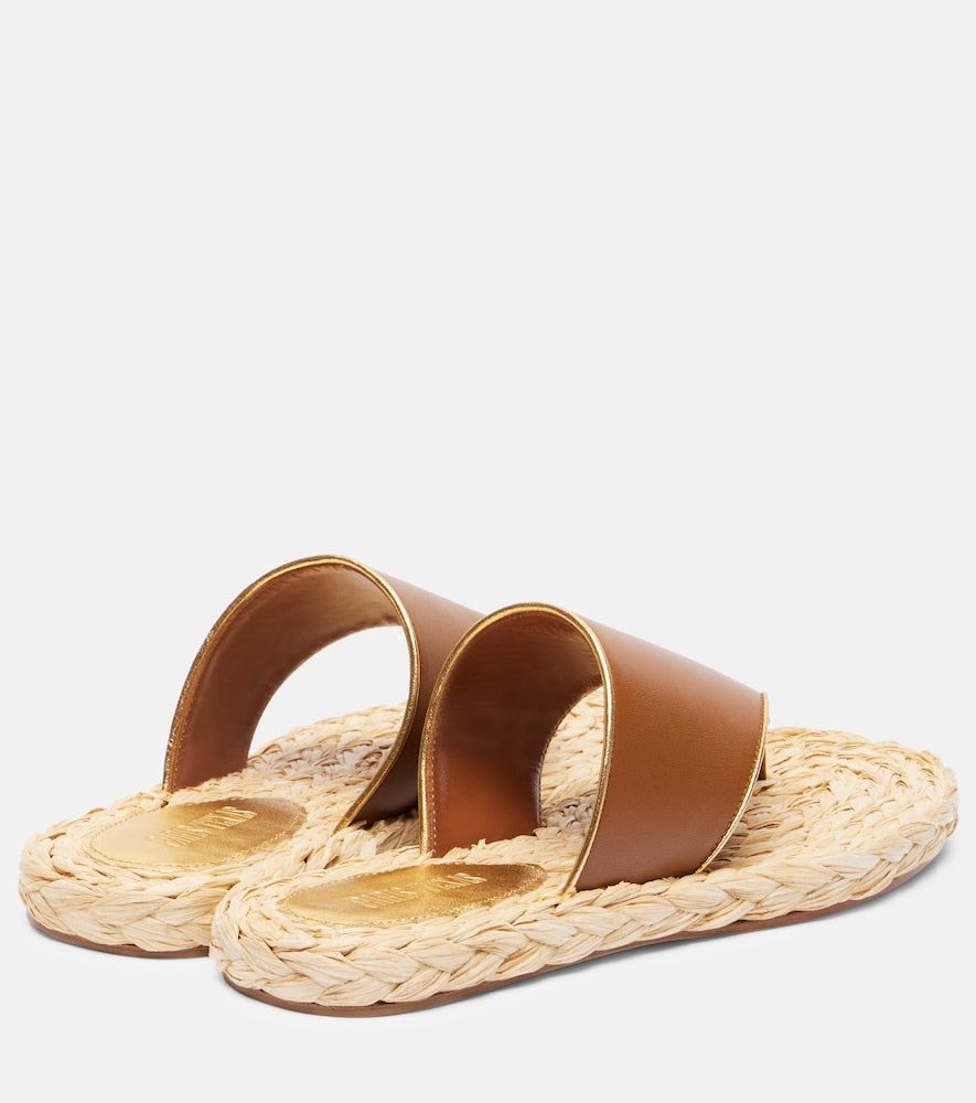 Paris Texas Amalfi leather-trimmed espadrille slides