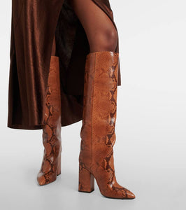 Paris Texas Anja croc-effect leather knee-high boots