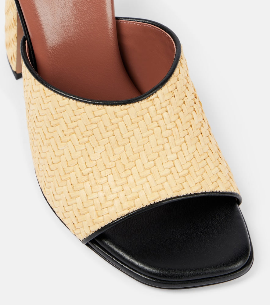 Paris Texas Ava 100 raffia and leather mules