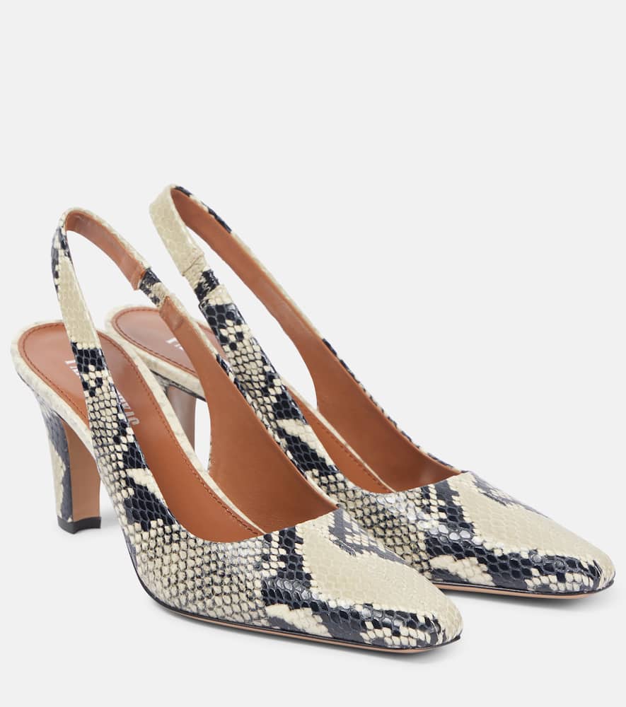 Paris Texas Belle 75 snake-effect leather slingback pumps