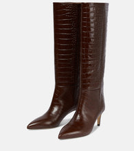 Paris Texas Croc-effect leather knee-high boots