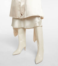 Paris Texas Croc-effect leather knee-high boots