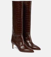 Paris Texas Croc-effect leather knee-high boots - Paris Texas鳄鱼纹皮革过膝长靴