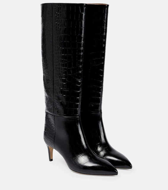 Paris Texas Croc-effect leather knee-high boots