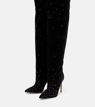 Paris Texas Embellished suede over-the-knee boots