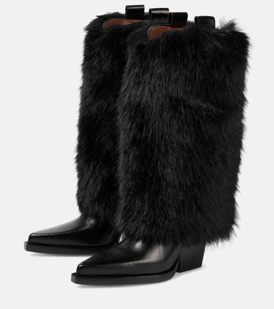Paris Texas Faux fur knee-high boots