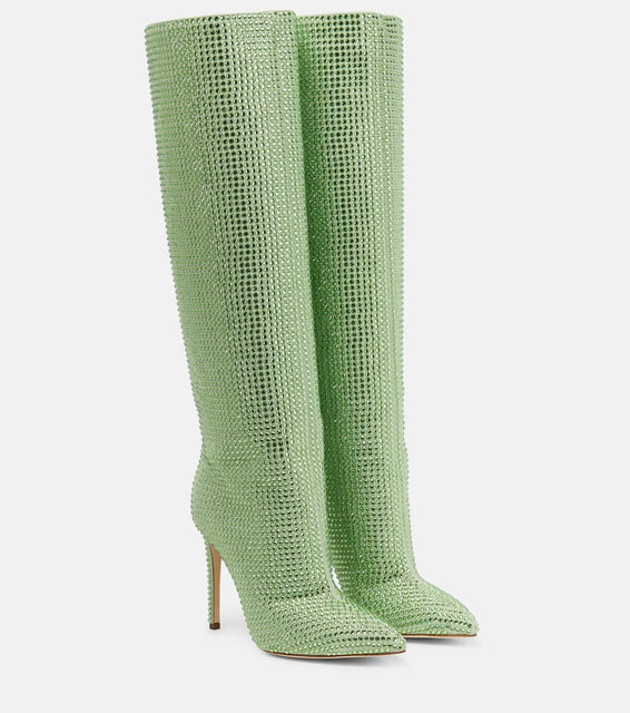 Paris Texas Holly embellished leather knee-high boots