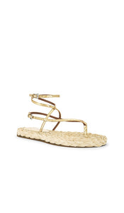 Paris Texas Hydra Flat Sandal in Metallic Gold,Neutral