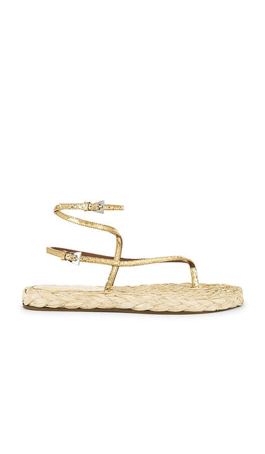 Paris Texas Hydra Flat Sandal in Metallic Gold,Neutral | Gold & Naturale Flat Sandals for Women
