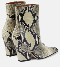 Paris Texas Jane snake-print leather ankle boots