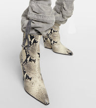 Paris Texas Jane snake-print leather ankle boots