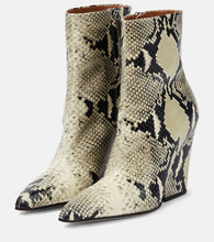 Paris Texas Jane snake-print leather ankle boots