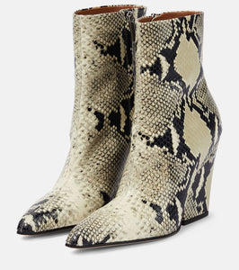 Paris Texas Jane snake-print leather ankle boots