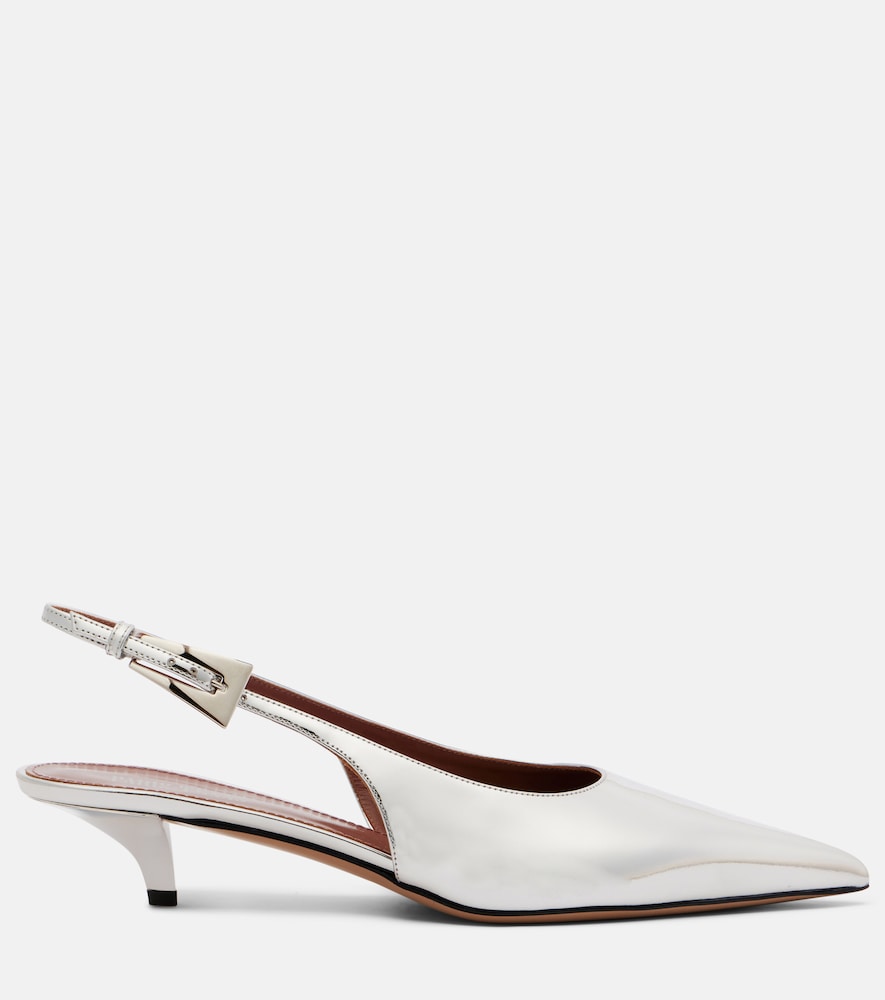 Paris Texas Jessica mirrored leather slingback pumps