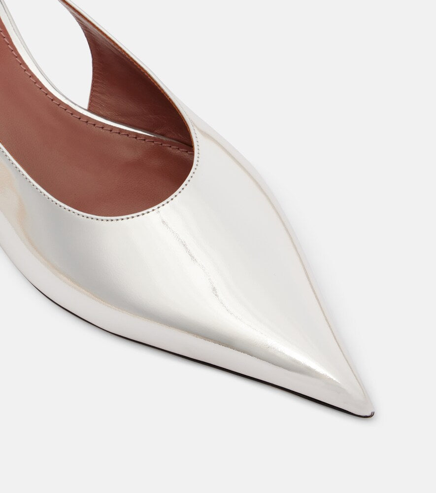 Paris Texas Jessica mirrored leather slingback pumps