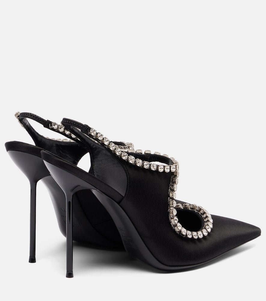 Paris Texas Lidia 105 embellished satin slingback pumps