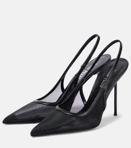 Paris Texas Lidia 105 mesh slingback pumps