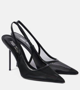 Paris Texas Lidia 105 mesh slingback pumps