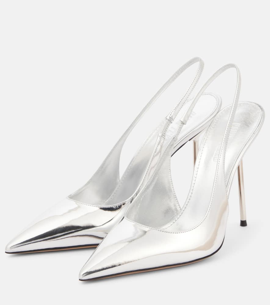 Paris Texas Lidia 105 mirrored leather slingback pumps