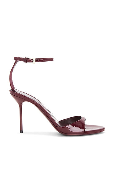 Paris Texas Lidia Sandal 90 in Burgundy | Rouge Noir Open Toe Heels for Women