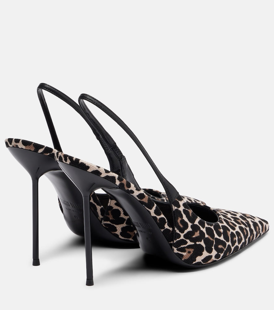 Paris Texas Lidia leopard-print canvas slingback pumps