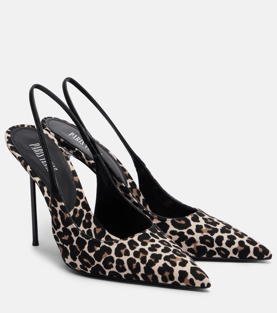 Paris Texas Lidia leopard-print canvas slingback pumps
