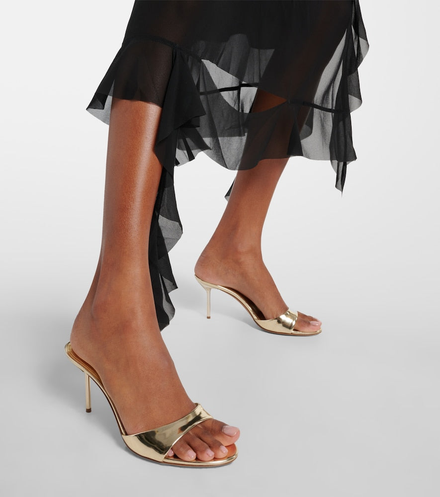 Paris Texas Lidia metallic leather mules
