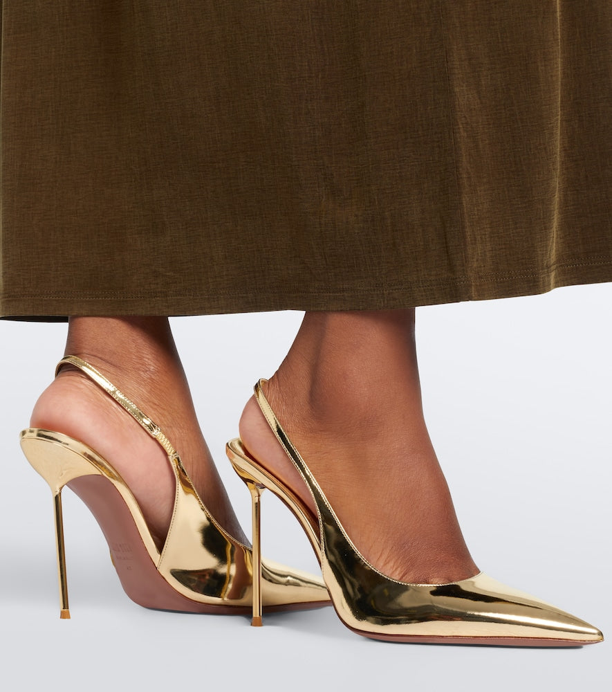 Paris Texas Lidia metallic leather slingback pumps