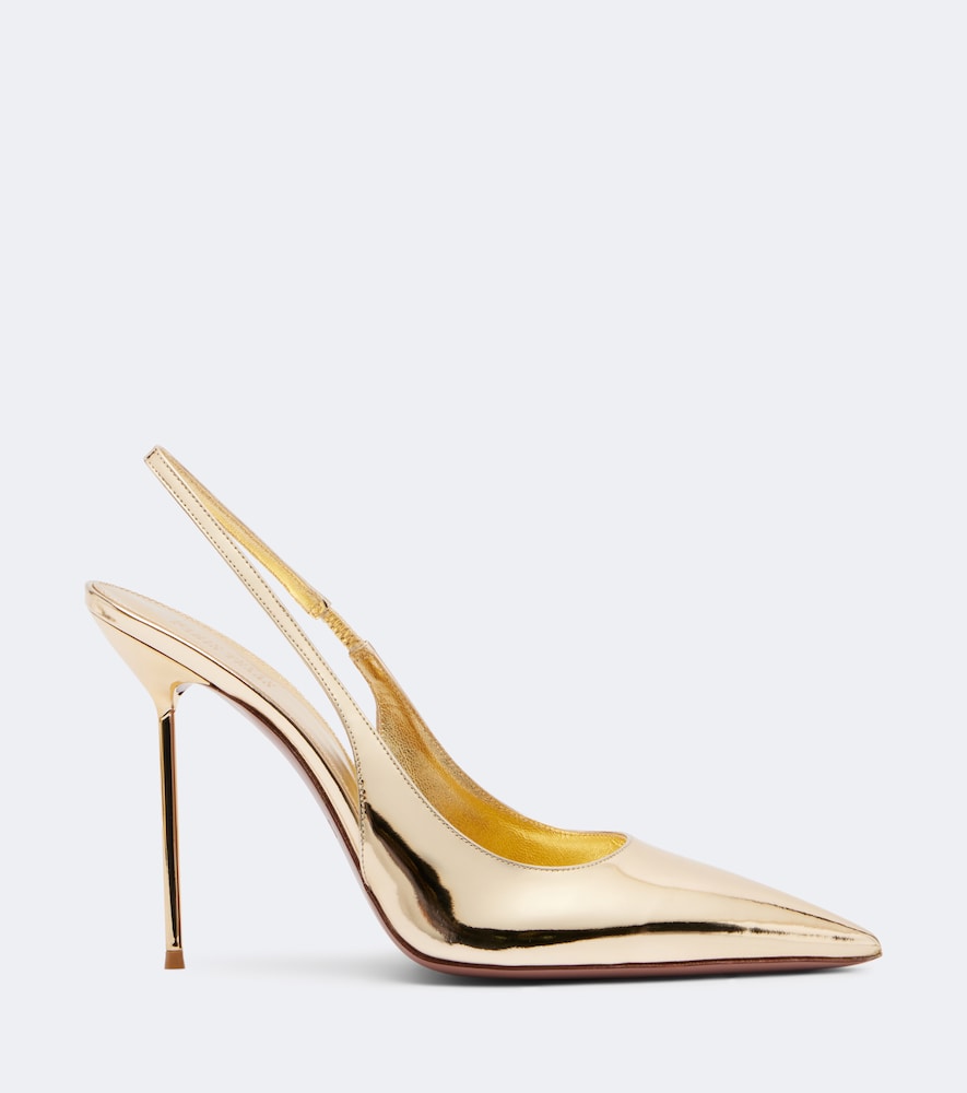 Paris Texas Lidia metallic leather slingback pumps